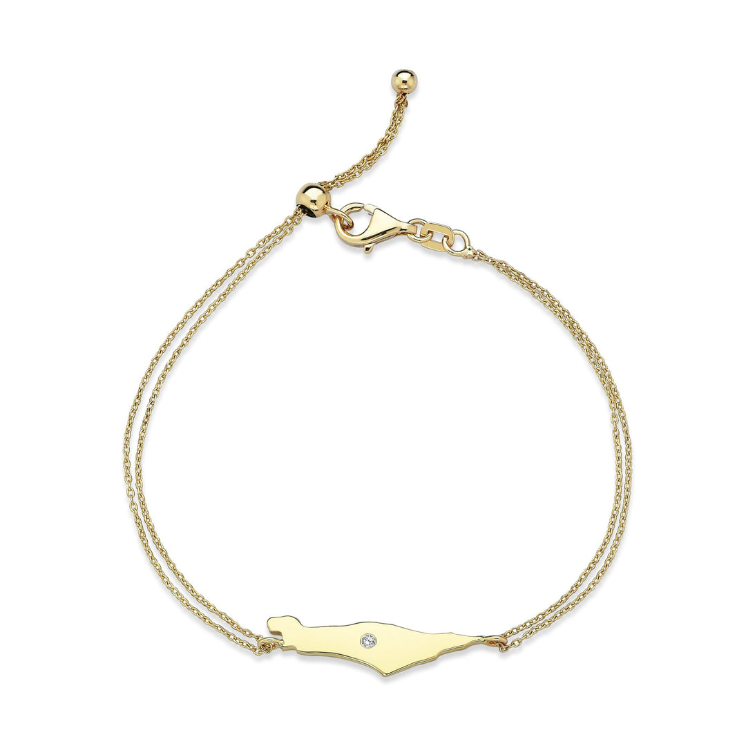 14K Gold diamond Map of Israel bracelet