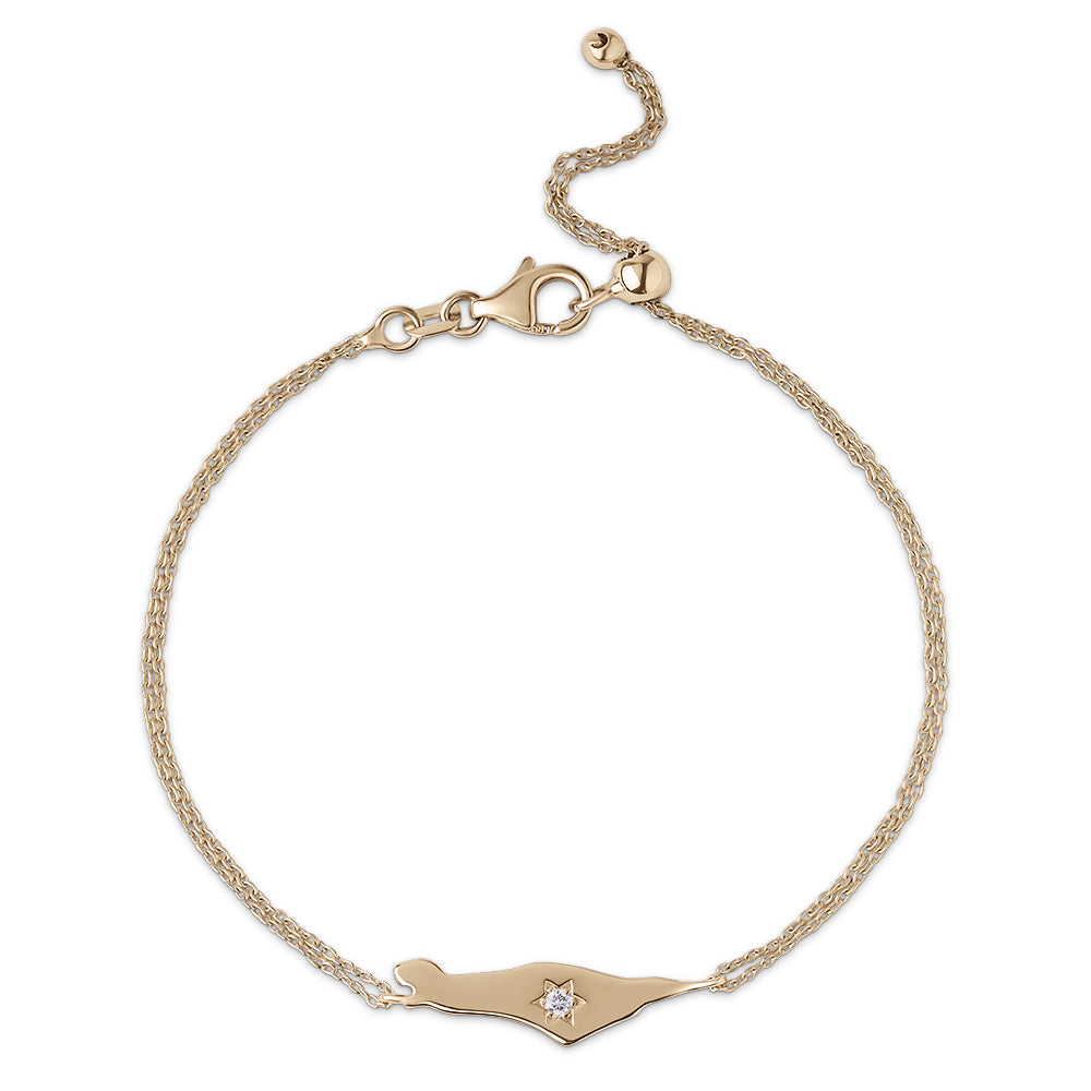 14K Gold star diamond Map of Israel bracelet