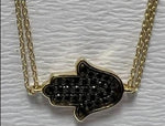 Load image into Gallery viewer, 14K gold Large hamsa bracelet Black diamonds
