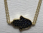 14K gold Large hamsa bracelet Blue sapphire
