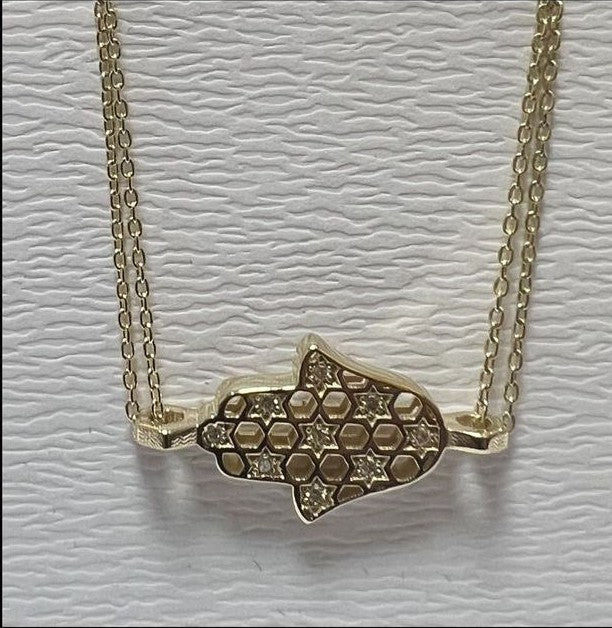 14K gold skeleton hamsa bracelet