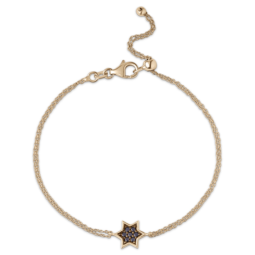 14k gold 1cm full star of David Black diamonds