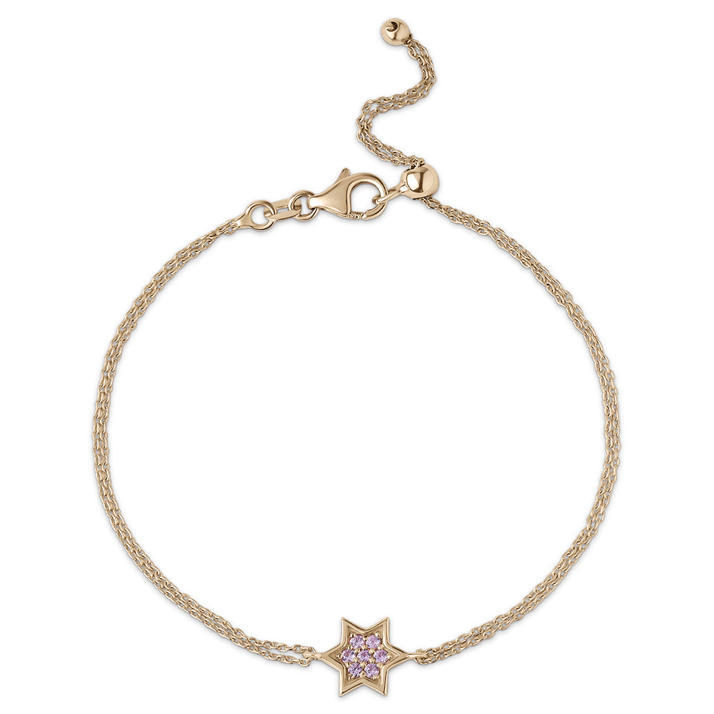 14k gold 1cm full star of David Pink sapphire