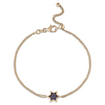Load image into Gallery viewer, 14k gold 1cm full star of David Blue sapphire
