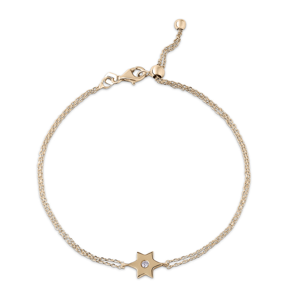 14k gold 1cm single star of david bracelet