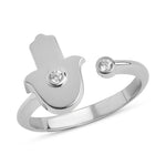 Load image into Gallery viewer, 14k gold Single diamond Hamsa ring