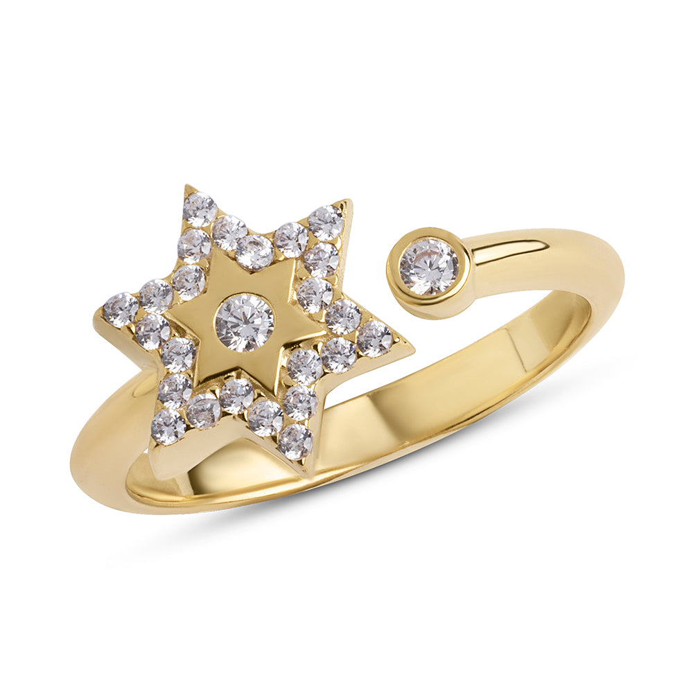 14k gold full diamond star of David ring