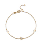 Load image into Gallery viewer, 14k gold  Mystic 3 charm single diamond mix bracelet
