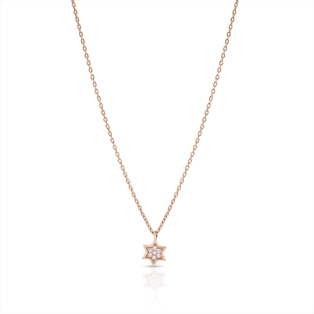 14k gold Mystic full diamond Star Of David necklace