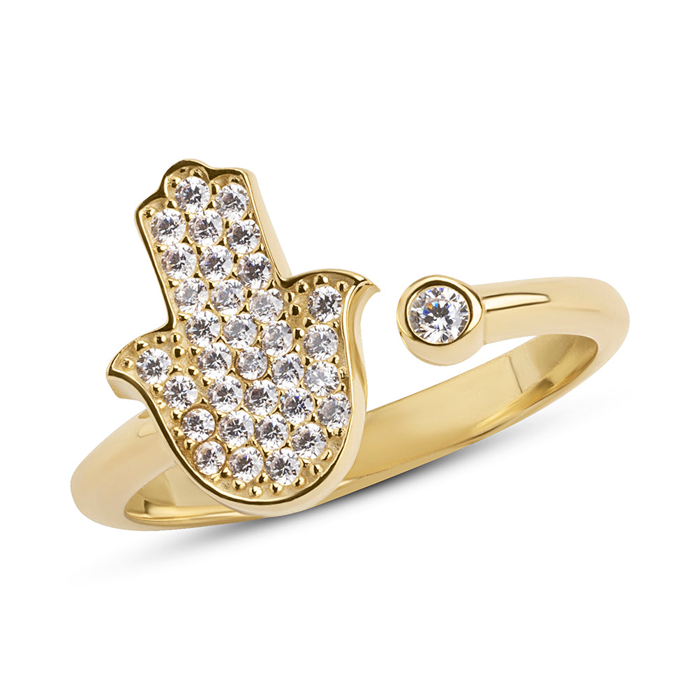 Silver full Hamsa ring