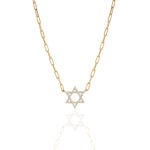 Load image into Gallery viewer, 14k gold Large Classic Star of David necklace paperclip
