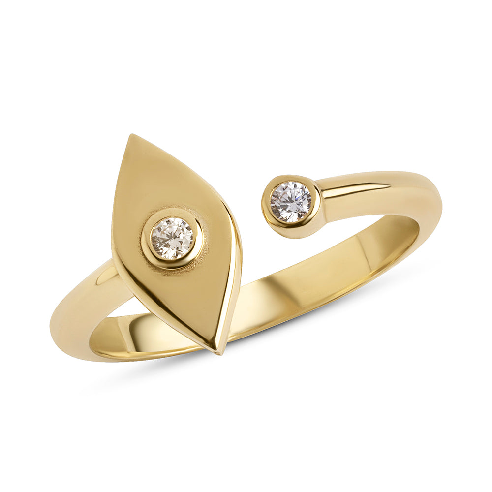14k gold Single diamond Lucky eye ring