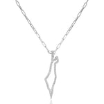 Load image into Gallery viewer, Hollo map of Israel paperclip necklace