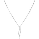 Load image into Gallery viewer, Hollo map of Israel paperclip necklace