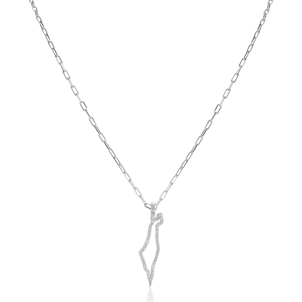 Hollo map of Israel paperclip necklace