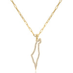 Load image into Gallery viewer, Hollo map of Israel paperclip necklace