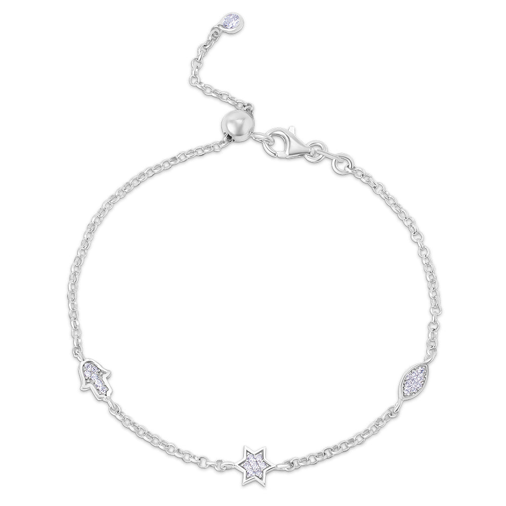 14k gold  Mystic 3 charm full diamond mix bracelet
