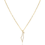 Load image into Gallery viewer, Hollo map of Israel paperclip necklace