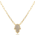 Load image into Gallery viewer, Large hamsa paperclip necklace