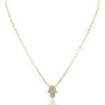 Load image into Gallery viewer, Large hamsa paperclip necklace