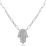 Load image into Gallery viewer, Large hamsa paperclip necklace
