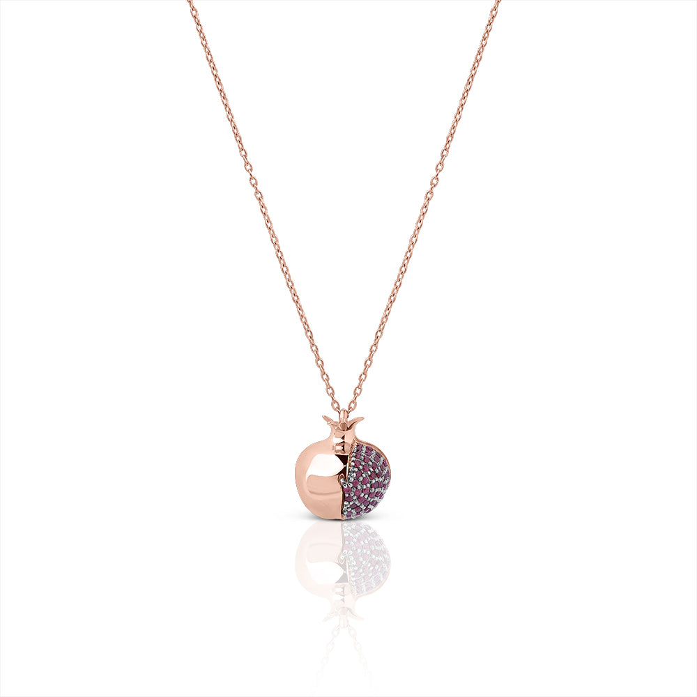 Ruby 3D pomegranate neckalce
