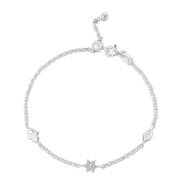 14k gold  Mystic 3 charm single diamond mix bracelet