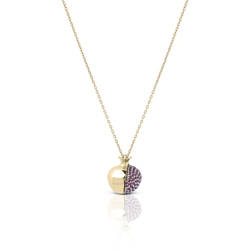 Ruby 3D pomegranate neckalce
