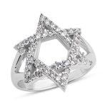 Load image into Gallery viewer, Large silver star of David ring