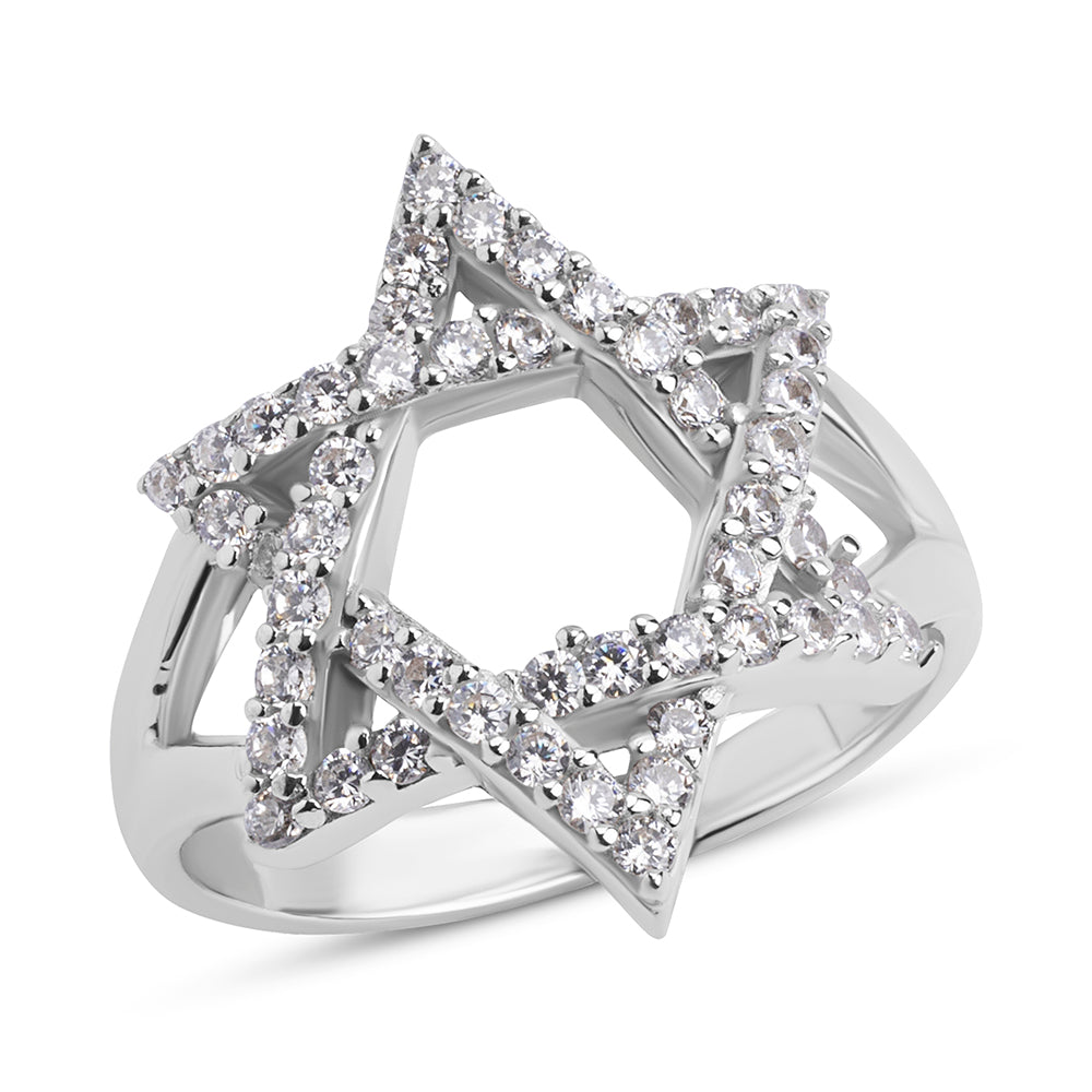 Large silver star of David ring