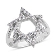 Large silver star of David ring