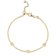 14k gold  Mystic 3 charm full diamond hamsa bracelet