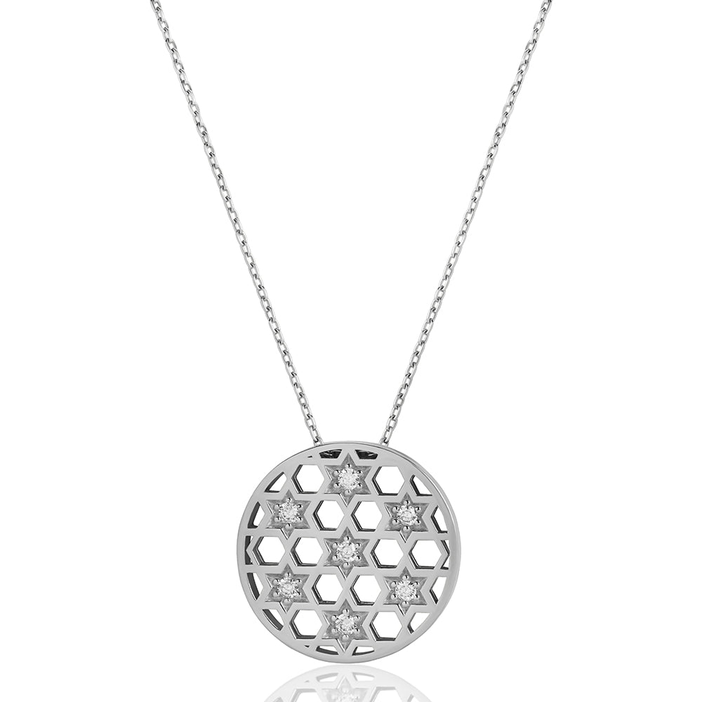 Medium circle stars Honeycomb necklace