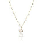 Load image into Gallery viewer, 14k gold Large Classic Star of David necklace paperclip
