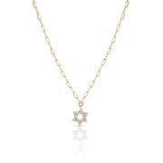 14k gold Large Classic Star of David necklace paperclip