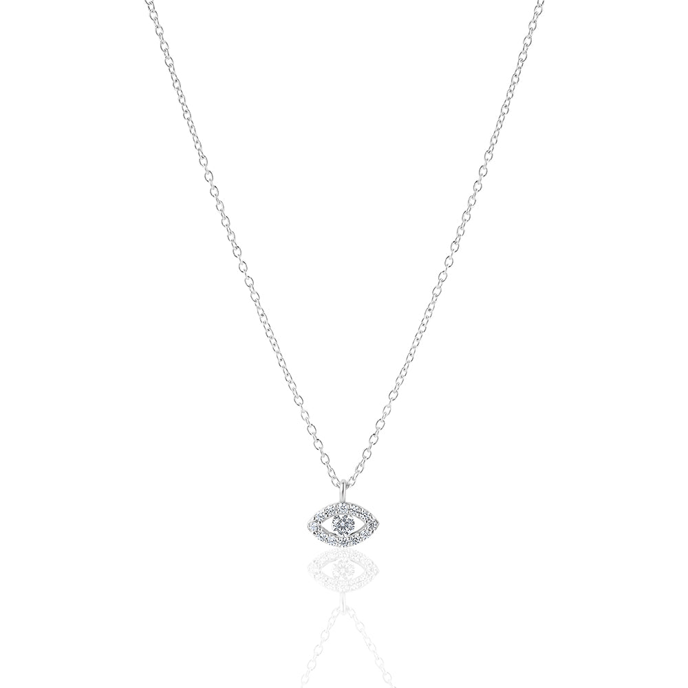 Silver mini lucky eye necklace