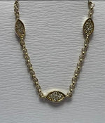 Load image into Gallery viewer, 14k gold  Mystic 3 charm full diamond eye bracelet
