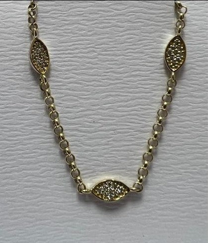 14k gold  Mystic 3 charm full diamond eye bracelet