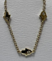 14k gold  Mystic 3 charm single hamsa beacelet