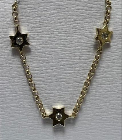 14k gold  Mystic 3 charm single diamond star bracelet