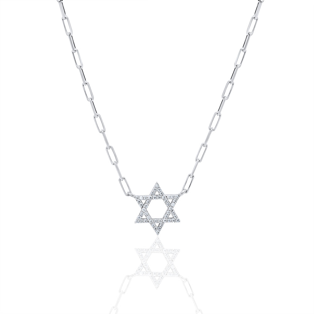 14k gold Large Classic Star of David necklace paperclip