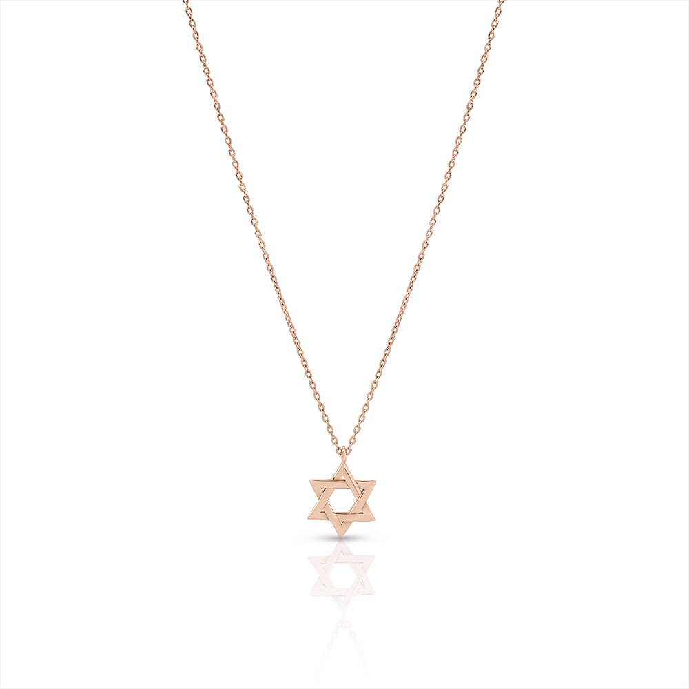 14k gold plain braided star of david necklace