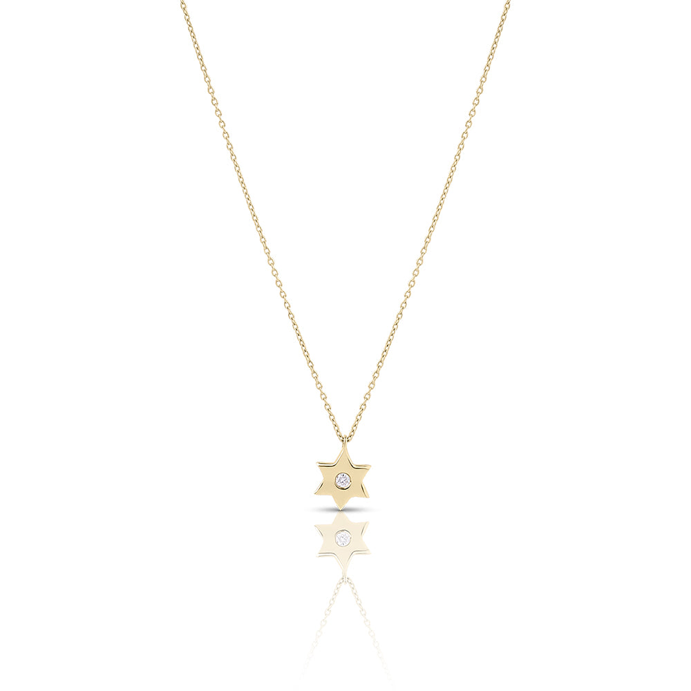 14k gold 1cm Single Star of david necklace