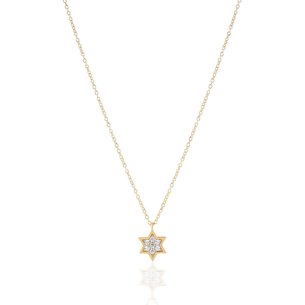 Silver 1 cm full star of david necklace