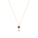Load image into Gallery viewer, 14k gold 1cm full star of David Black diamonds necklace
