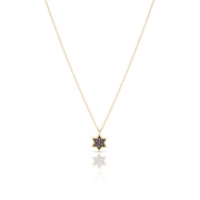 14k gold 1cm full star of David Black diamonds necklace