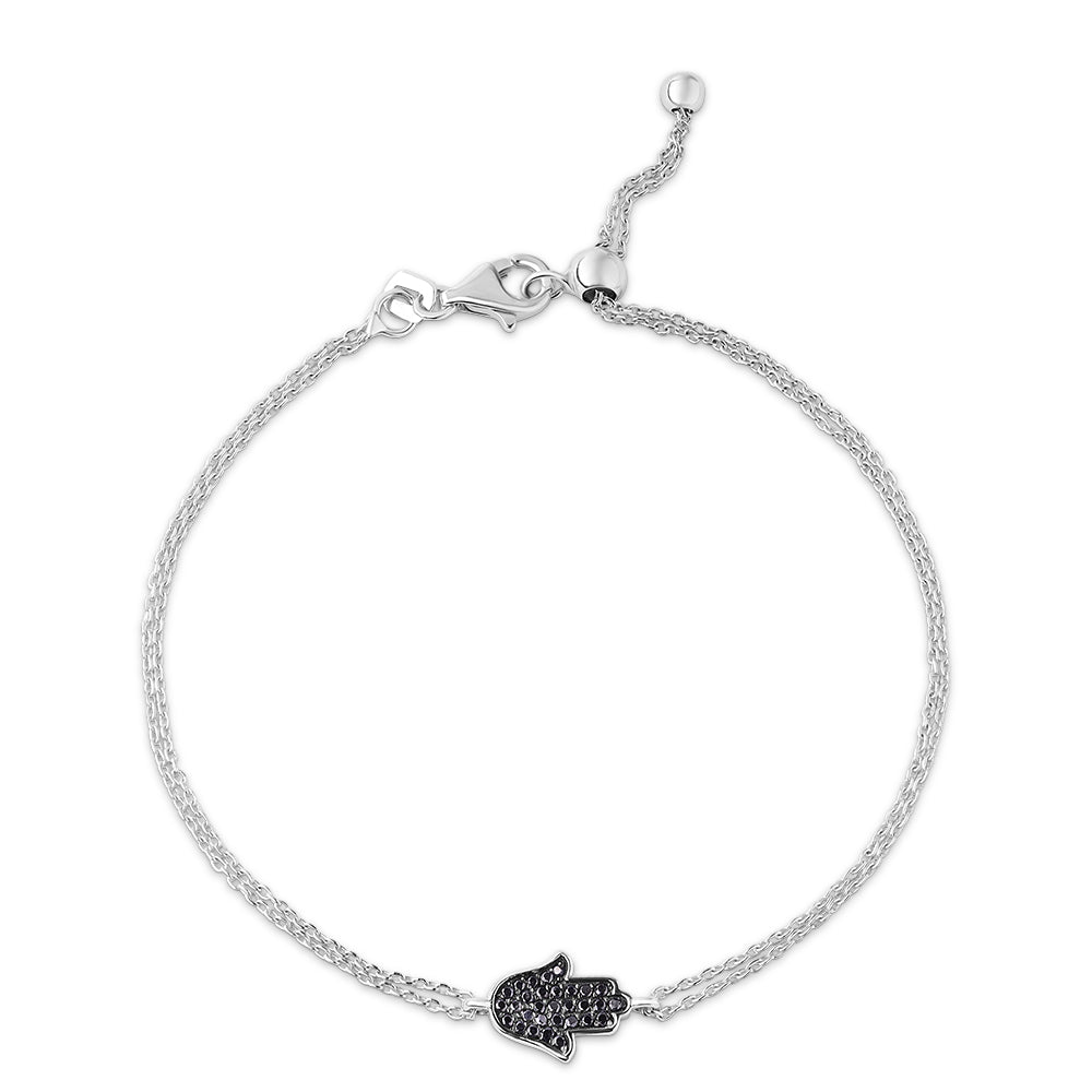 14K Gold Hamsa Bracelet Black diamonds