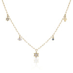 Load image into Gallery viewer, 14k gold large full star 5 charm necklace paperclip
