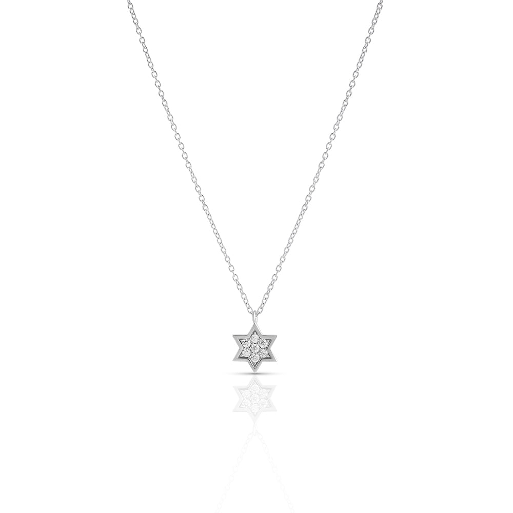 Silver 1 cm full star of david necklace