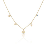 Load image into Gallery viewer, 14k gold large single star 5 charm necklace
